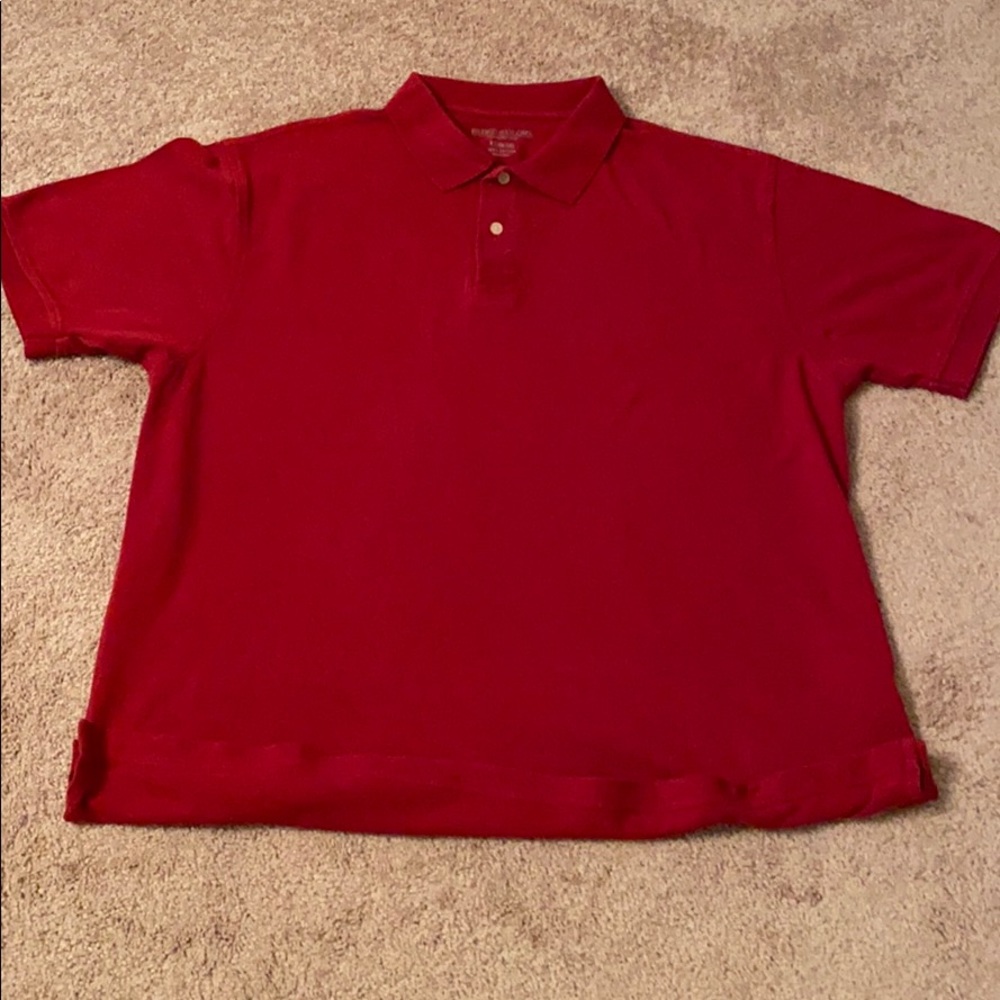 2 button polo style red short sleeve shirt